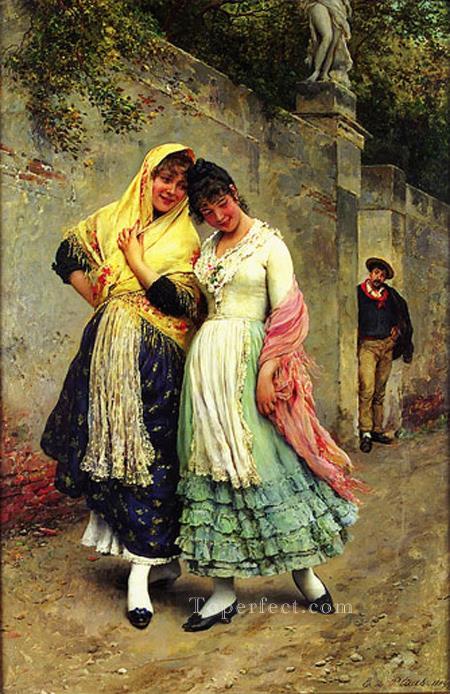The Flirtation lady Eugene de Blaas Oil Paintings